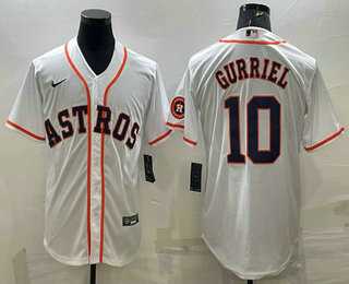 Men's Houston Astros #10 Yuli Gurriel White With Patch Stitched MLB Cool Base Nike Jersey,We sell and wholesale Men's Houston Astros #10 Yuli Gurriel White With Patch Stitched MLB Cool Base Nike Jersey on line form chian!